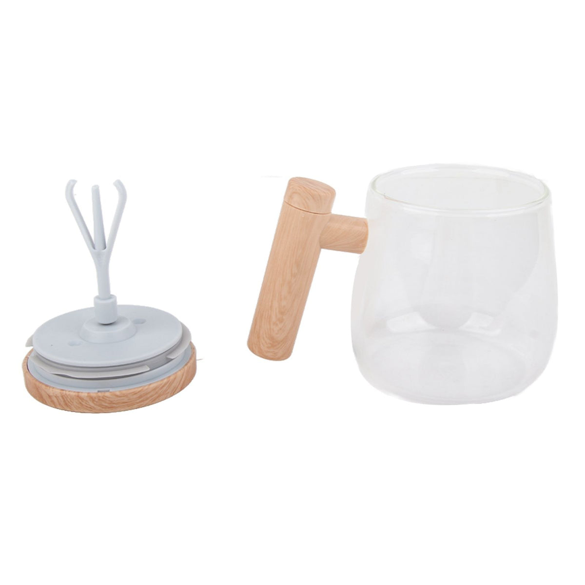 Automatic Stirring Coffee Mug with Transparent Lid Beige White 350ml 400mAh IPX6 Type C Touch Switch Electric Mixing Cup for Coffee Milk