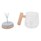 Automatic Stirring Coffee Mug with Transparent Lid Beige White 350ml 400mAh IPX6 Type C Touch Switch Electric Mixing Cup for Coffee Milk - 45-Degree Angle