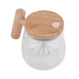 Automatic Stirring Coffee Mug with Transparent Lid Beige White 350ml 400mAh IPX6 Type C Touch Switch Electric Mixing Cup for Coffee Milk - Low Angle