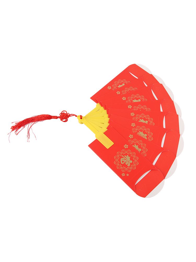 2023 Rabbit Year Spring Festival Creative Fan Shaped Folding Red Envelope New Year Fan Red Envelope