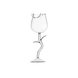 Wine Glass Rose Flower Shape Wine Cup High Borosilicate Glass Cocktail Glass for Party Bar - Front View