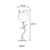 Wine Glass Rose Flower Shape Wine Cup High Borosilicate Glass Cocktail Glass for Party Bar - Side View