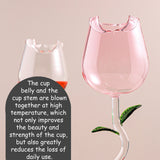 Wine Glass Rose Flower Shape Wine Cup High Borosilicate Glass Cocktail Glass for Party Bar - Rear View