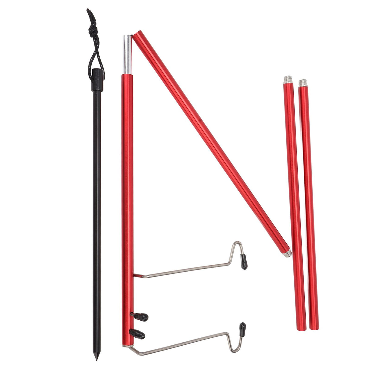Camping Lantern Stand Portable Lightweight Outdoor Camping Aluminum Alloy Lamp Pole Light Hanging Stand Red