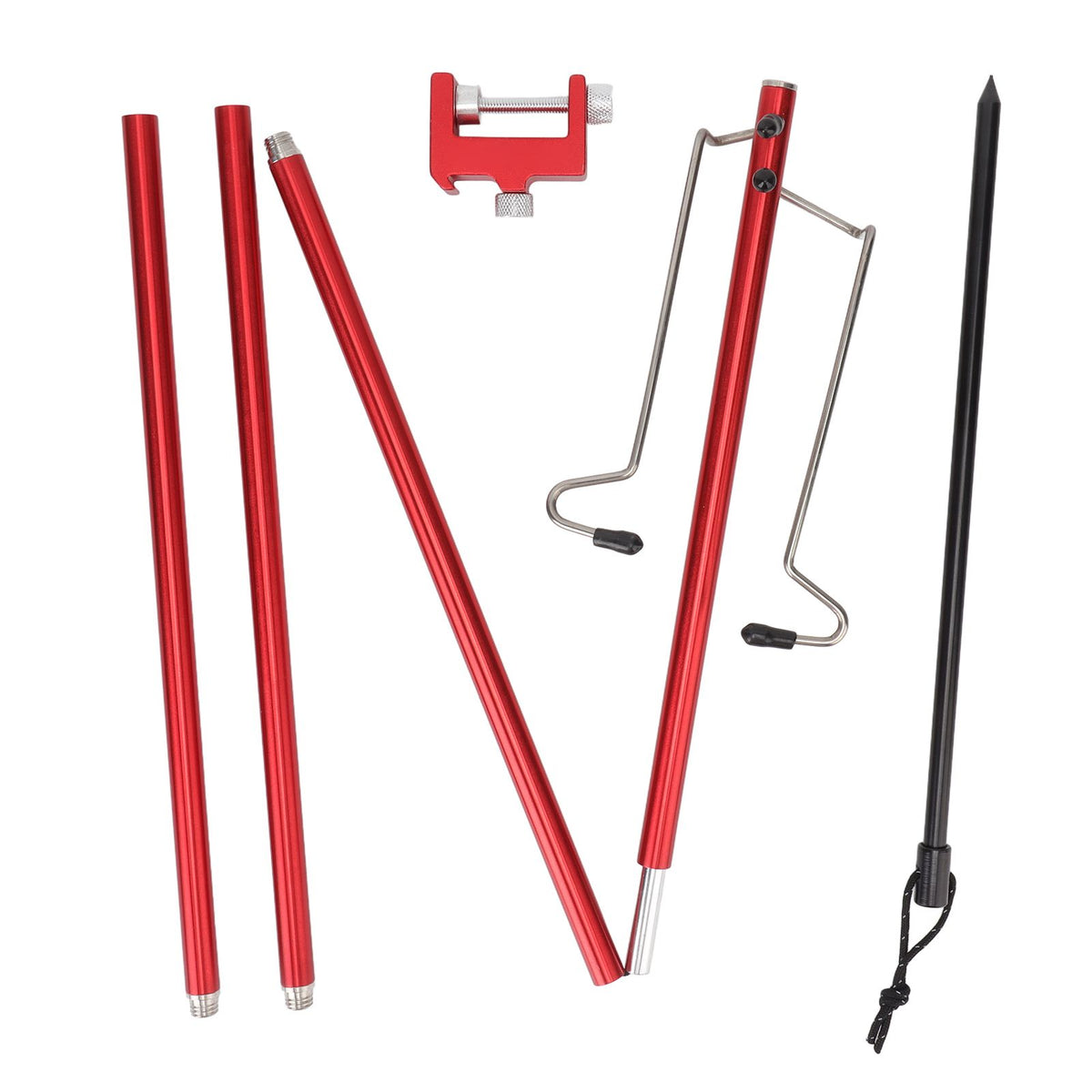 Camping Lantern Stand Portable Lightweight Outdoor Camping Aluminum Alloy Lamp Pole Light Hanging Stand Red