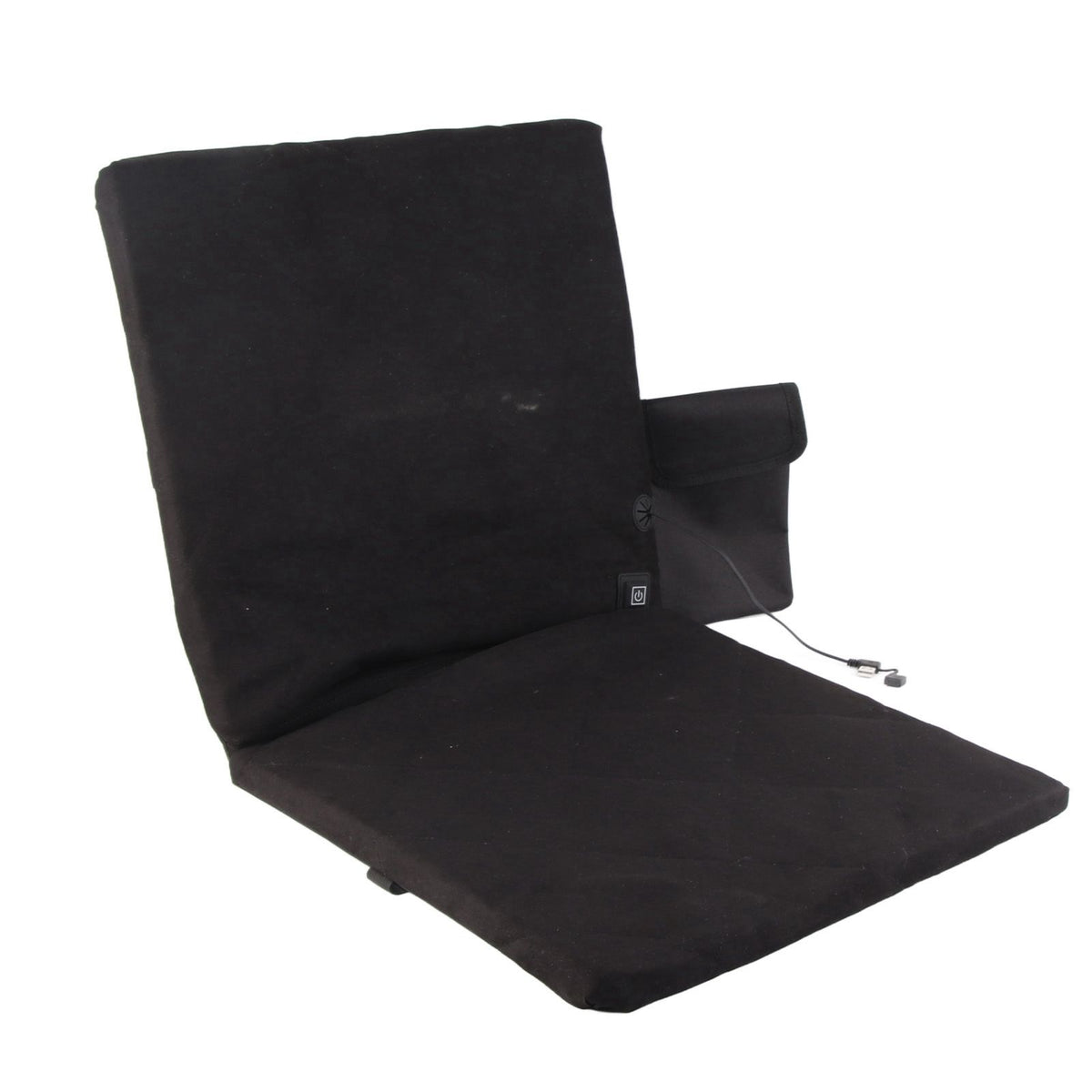 Electric Heating Seat Cushion Foldable Stadium Seats Heated Cover Pads with Backrest for Camping Fishing Hunting Black