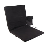 Electric Heating Seat Cushion Foldable Stadium Seats Heated Cover Pads with Backrest for Camping Fishing Hunting Black - Rear View