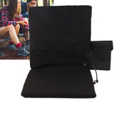 Electric Heating Seat Cushion Foldable Stadium Seats Heated Cover Pads with Backrest for Camping Fishing Hunting Black - Extra Image