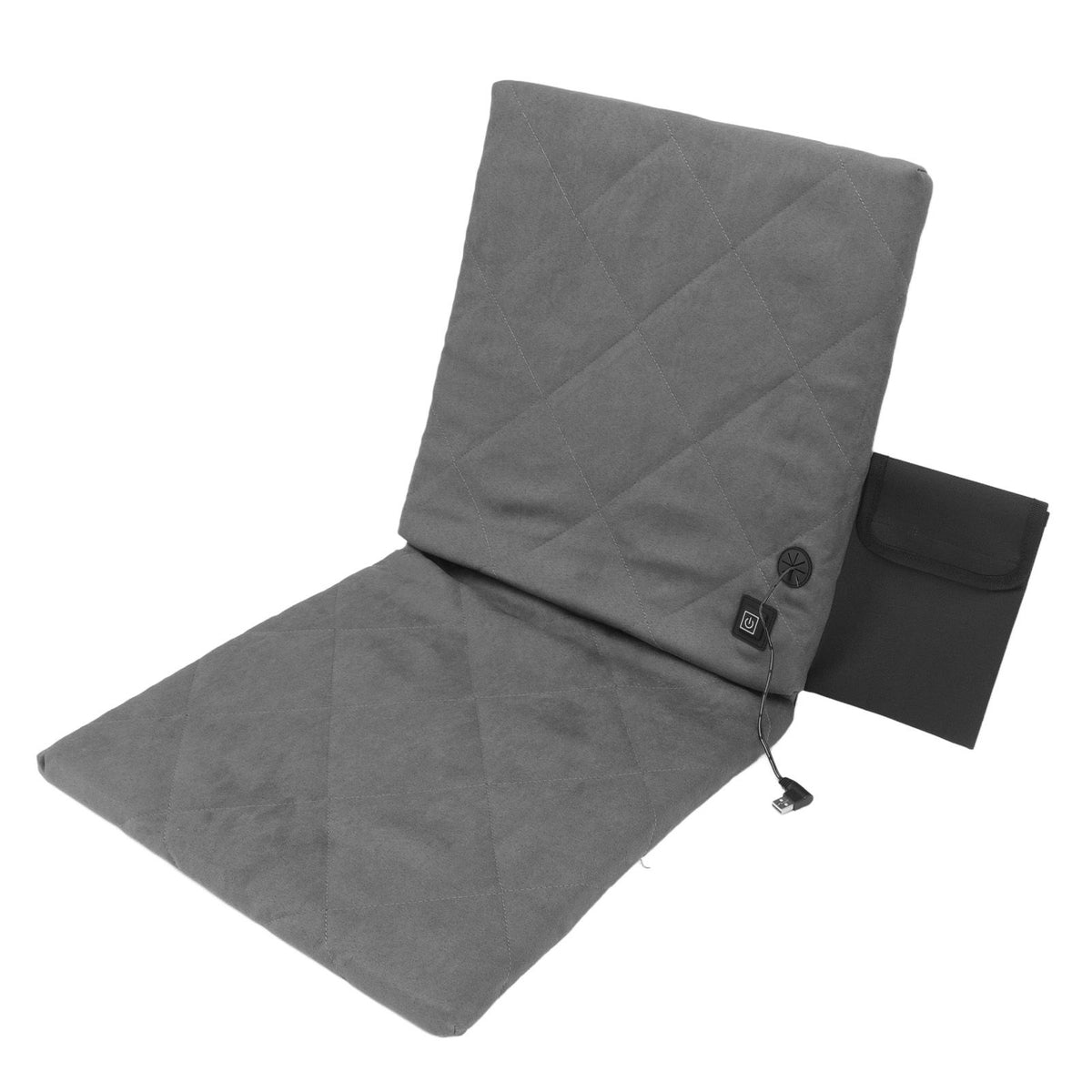 Electric Heating Seat Cushion Foldable Stadium Seats Heated Cover Pads with Backrest for Camping Fishing Hunting Grey