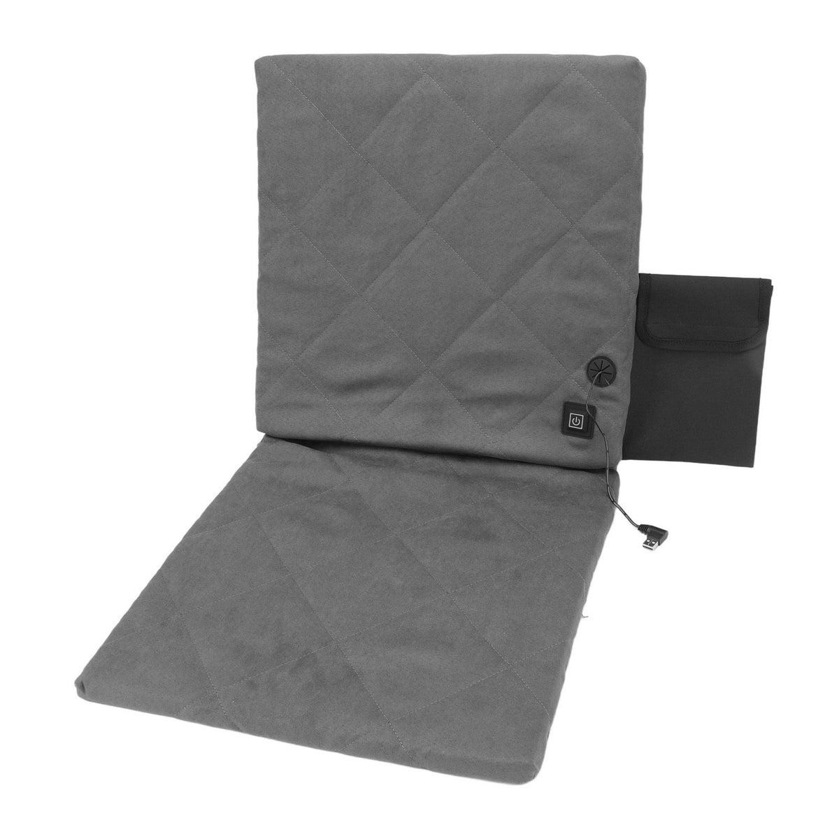 Electric Heating Seat Cushion Foldable Stadium Seats Heated Cover Pads with Backrest for Camping Fishing Hunting Grey