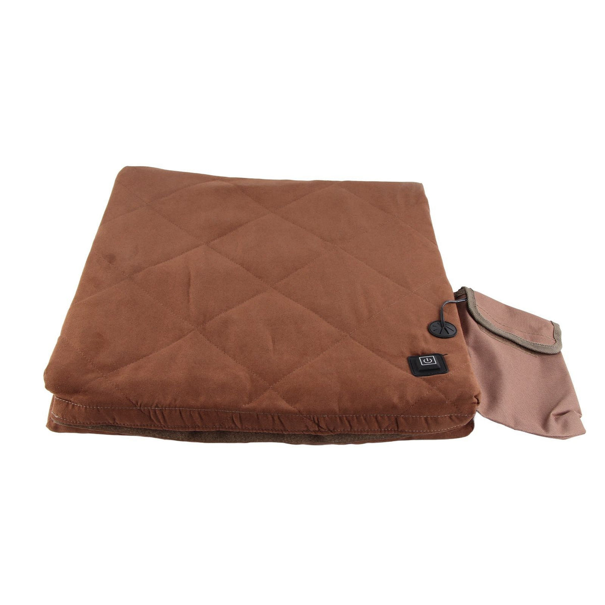 Electric Heating Seat Cushion Foldable Stadium Seats Heated Cover Pads with Backrest for Camping Fishing Hunting Khaki