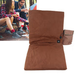 Electric Heating Seat Cushion Foldable Stadium Seats Heated Cover Pads with Backrest for Camping Fishing Hunting Khaki