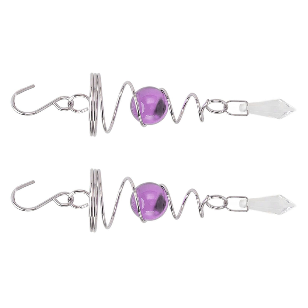 2Pcs Gazing Ball Spiral Tail Wind Spinner Stabilizer Stainless Steel Spiral Wind Chimes for Outside Purple
