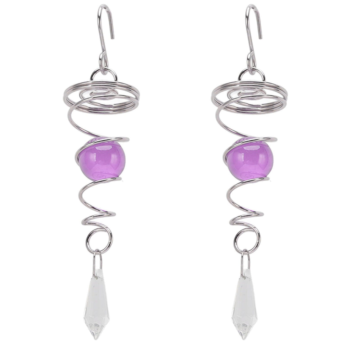 2Pcs Gazing Ball Spiral Tail Wind Spinner Stabilizer Stainless Steel Spiral Wind Chimes for Outside Purple