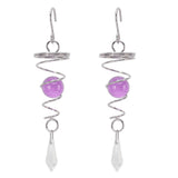 2Pcs Gazing Ball Spiral Tail Wind Spinner Stabilizer Stainless Steel Spiral Wind Chimes for Outside Purple - Top-Down View