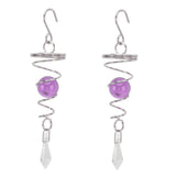 2Pcs Gazing Ball Spiral Tail Wind Spinner Stabilizer Stainless Steel Spiral Wind Chimes for Outside Purple