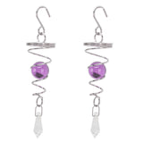 2Pcs Gazing Ball Spiral Tail Wind Spinner Stabilizer Stainless Steel Spiral Wind Chimes for Outside Purple