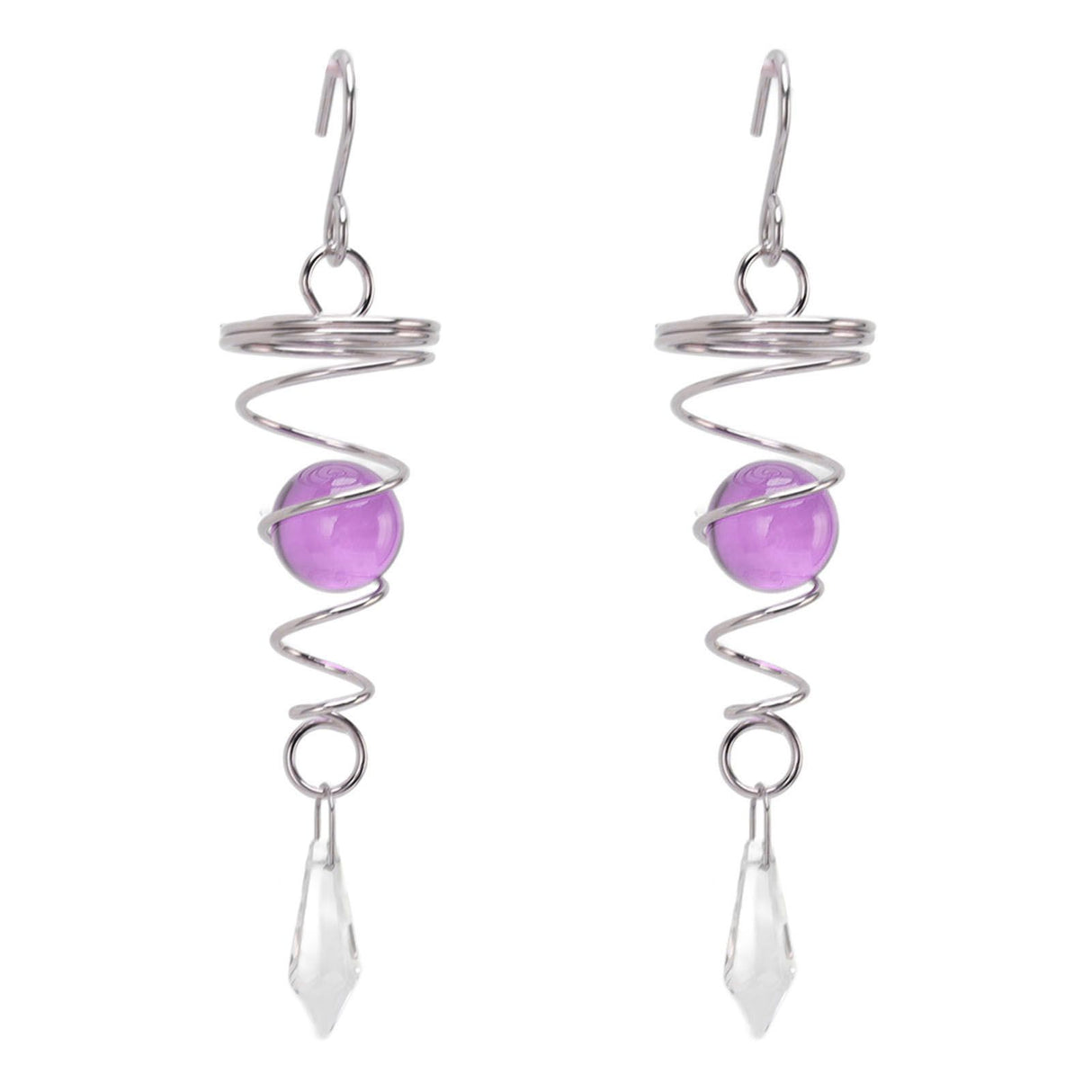 2Pcs Gazing Ball Spiral Tail Wind Spinner Stabilizer Stainless Steel Spiral Wind Chimes for Outside Purple