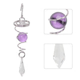 2Pcs Gazing Ball Spiral Tail Wind Spinner Stabilizer Stainless Steel Spiral Wind Chimes for Outside Purple - Low Angle