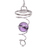 2Pcs Gazing Ball Spiral Tail Wind Spinner Stabilizer Stainless Steel Spiral Wind Chimes for Outside Purple