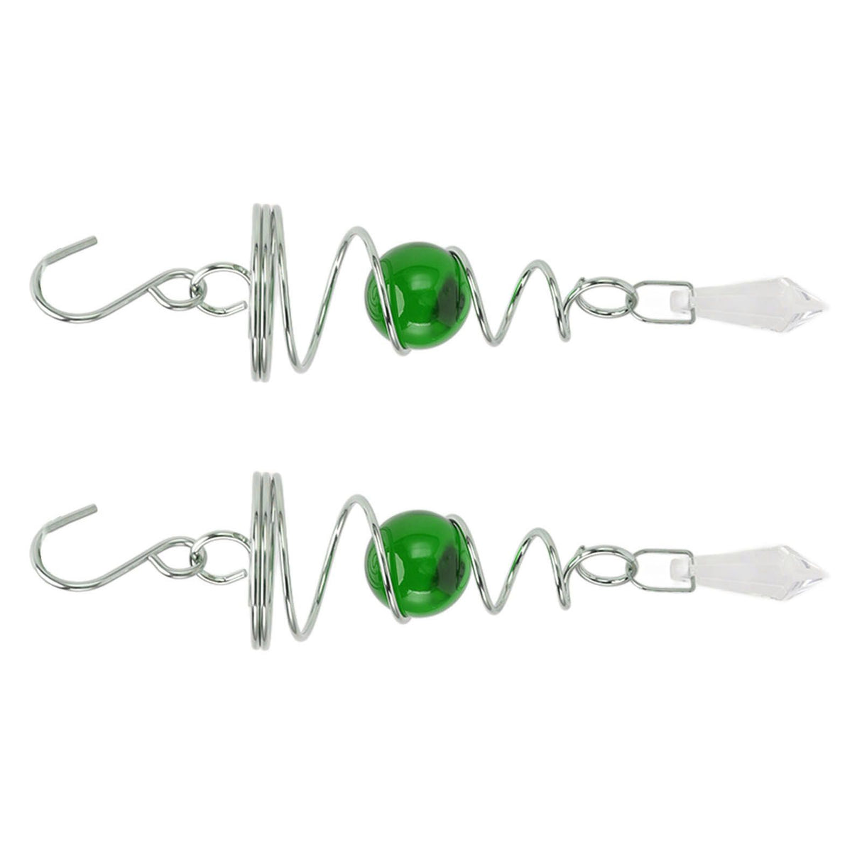 2Pcs Gazing Ball Spiral Tail Wind Spinner Stabilizer Stainless Steel Spiral Wind Chimes for Outside Green
