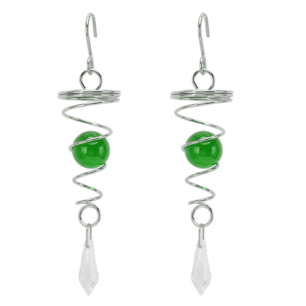2Pcs Gazing Ball Spiral Tail Wind Spinner Stabilizer Stainless Steel Spiral Wind Chimes for Outside Green