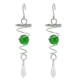 2Pcs Gazing Ball Spiral Tail Wind Spinner Stabilizer Stainless Steel Spiral Wind Chimes for Outside Green - Top-Down View