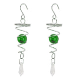 2Pcs Gazing Ball Spiral Tail Wind Spinner Stabilizer Stainless Steel Spiral Wind Chimes for Outside Green