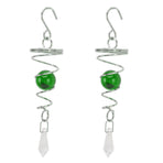 2Pcs Gazing Ball Spiral Tail Wind Spinner Stabilizer Stainless Steel Spiral Wind Chimes for Outside Green
