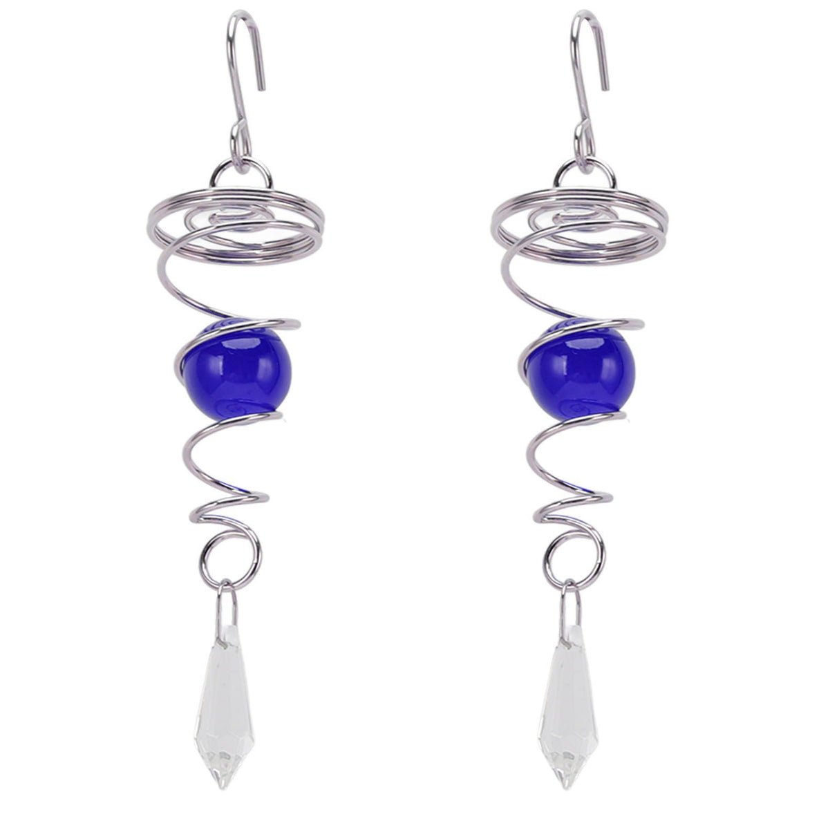 2Pcs Gazing Ball Spiral Tail Wind Spinner Stabilizer Stainless Steel Spiral Wind Chimes for Outside Blue
