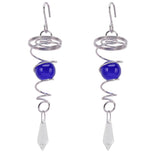 2Pcs Gazing Ball Spiral Tail Wind Spinner Stabilizer Stainless Steel Spiral Wind Chimes for Outside Blue - Side View