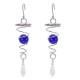 2Pcs Gazing Ball Spiral Tail Wind Spinner Stabilizer Stainless Steel Spiral Wind Chimes for Outside Blue - Top-Down View