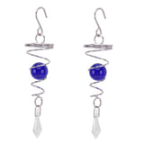 2Pcs Gazing Ball Spiral Tail Wind Spinner Stabilizer Stainless Steel Spiral Wind Chimes for Outside Blue - 45-Degree Angle