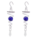 2Pcs Gazing Ball Spiral Tail Wind Spinner Stabilizer Stainless Steel Spiral Wind Chimes for Outside Blue