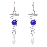2Pcs Gazing Ball Spiral Tail Wind Spinner Stabilizer Stainless Steel Spiral Wind Chimes for Outside Blue - Close-Up Angle