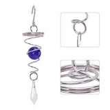 2Pcs Gazing Ball Spiral Tail Wind Spinner Stabilizer Stainless Steel Spiral Wind Chimes for Outside Blue