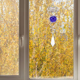 2Pcs Gazing Ball Spiral Tail Wind Spinner Stabilizer Stainless Steel Spiral Wind Chimes for Outside Blue