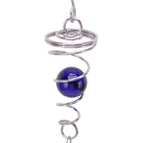 2Pcs Gazing Ball Spiral Tail Wind Spinner Stabilizer Stainless Steel Spiral Wind Chimes for Outside Blue