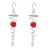 2Pcs Gazing Ball Spiral Tail Wind Spinner Stabilizer Stainless Steel Spiral Wind Chimes for Outside Red