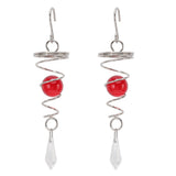 2Pcs Gazing Ball Spiral Tail Wind Spinner Stabilizer Stainless Steel Spiral Wind Chimes for Outside Red