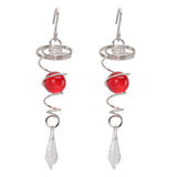 2Pcs Gazing Ball Spiral Tail Wind Spinner Stabilizer Stainless Steel Spiral Wind Chimes for Outside Red