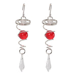 2Pcs Gazing Ball Spiral Tail Wind Spinner Stabilizer Stainless Steel Spiral Wind Chimes for Outside Red