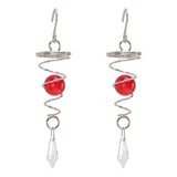 2Pcs Gazing Ball Spiral Tail Wind Spinner Stabilizer Stainless Steel Spiral Wind Chimes for Outside Red
