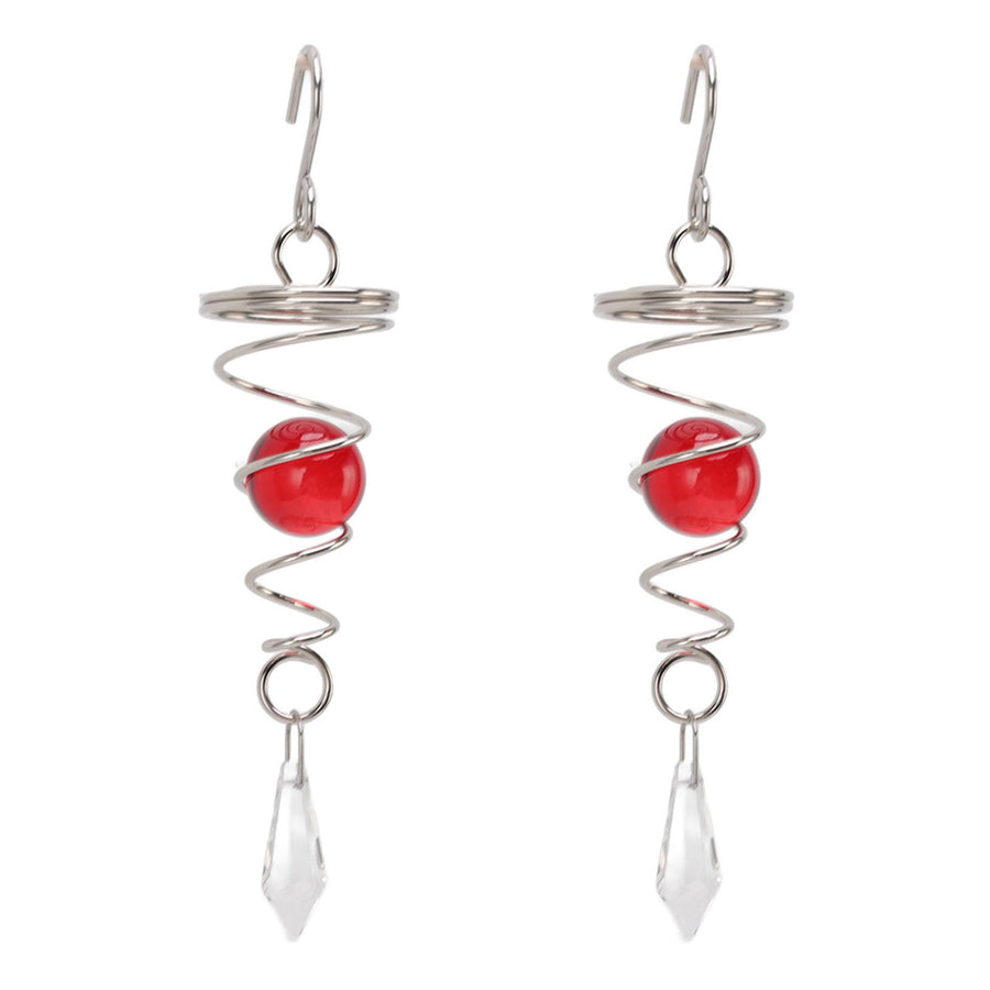 2Pcs Gazing Ball Spiral Tail Wind Spinner Stabilizer Stainless Steel Spiral Wind Chimes for Outside Red