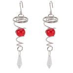 2Pcs Gazing Ball Spiral Tail Wind Spinner Stabilizer Stainless Steel Spiral Wind Chimes for Outside Red