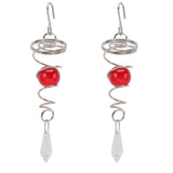 2Pcs Gazing Ball Spiral Tail Wind Spinner Stabilizer Stainless Steel Spiral Wind Chimes for Outside Red - Rear View