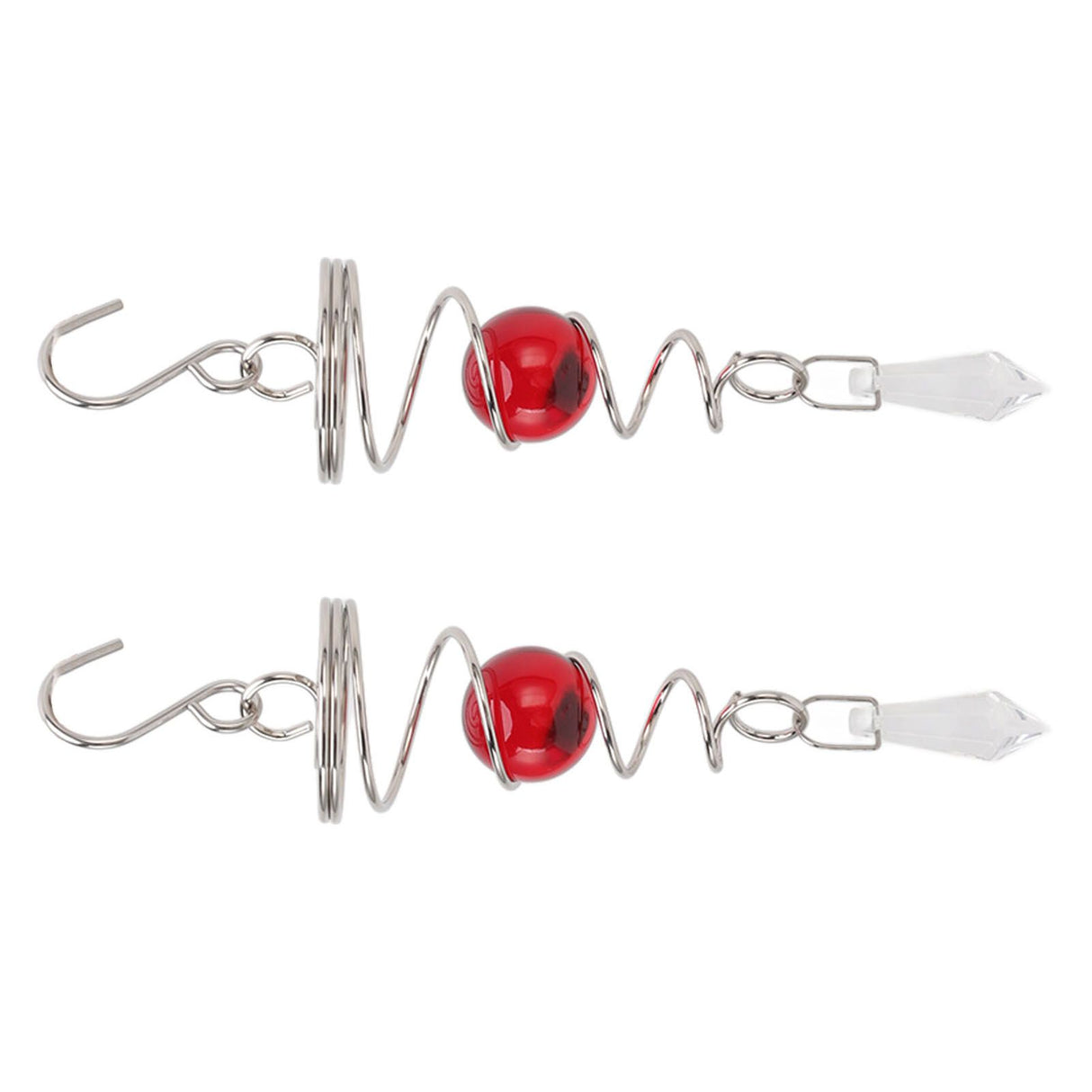 2Pcs Gazing Ball Spiral Tail Wind Spinner Stabilizer Stainless Steel Spiral Wind Chimes for Outside Red