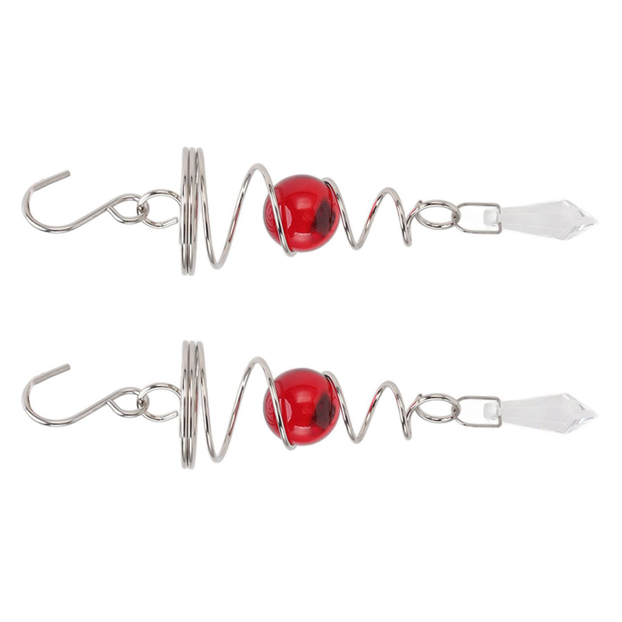 2Pcs Gazing Ball Spiral Tail Wind Spinner Stabilizer Stainless Steel Spiral Wind Chimes for Outside Red