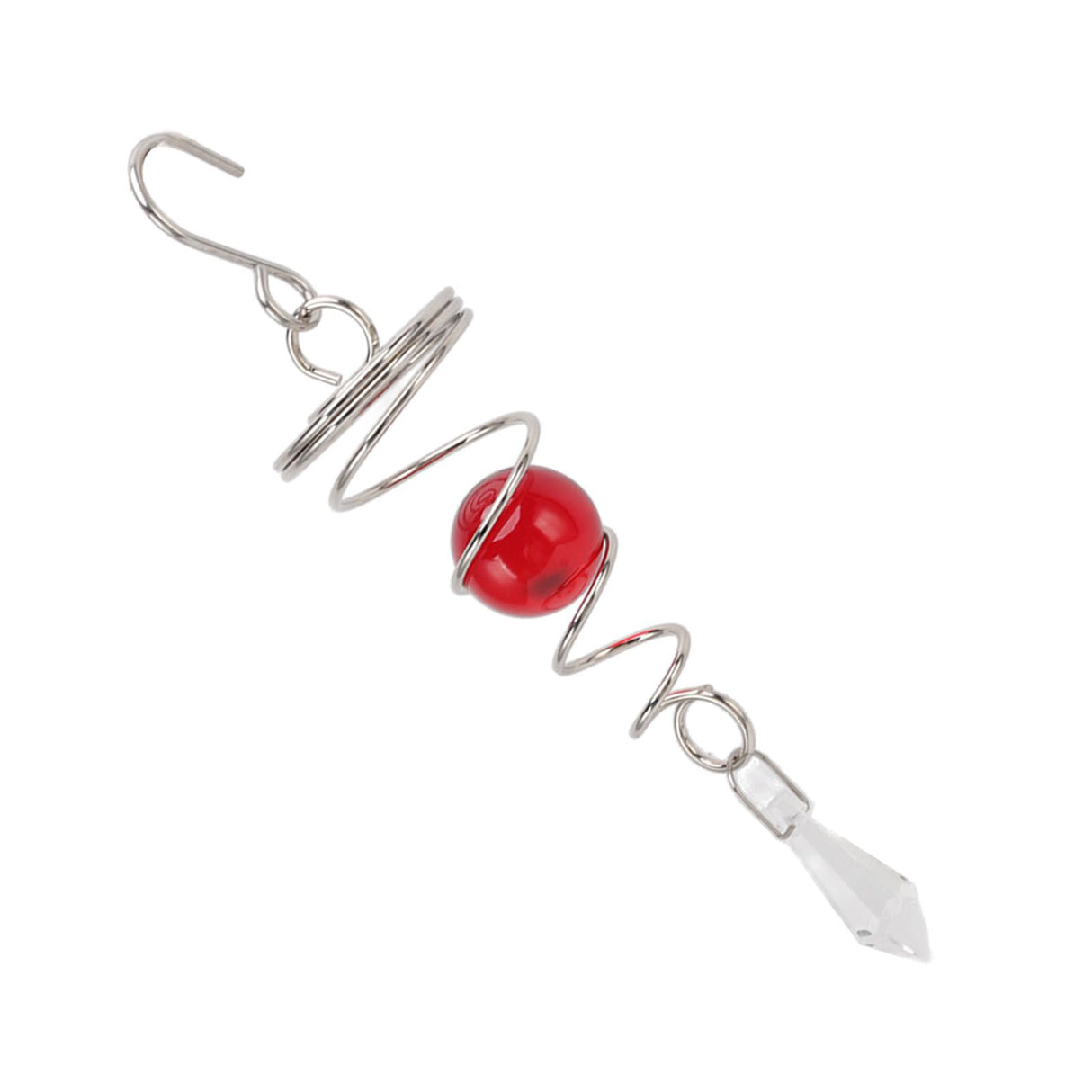 2Pcs Gazing Ball Spiral Tail Wind Spinner Stabilizer Stainless Steel Spiral Wind Chimes for Outside Red