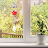 2Pcs Gazing Ball Spiral Tail Wind Spinner Stabilizer Stainless Steel Spiral Wind Chimes for Outside Red